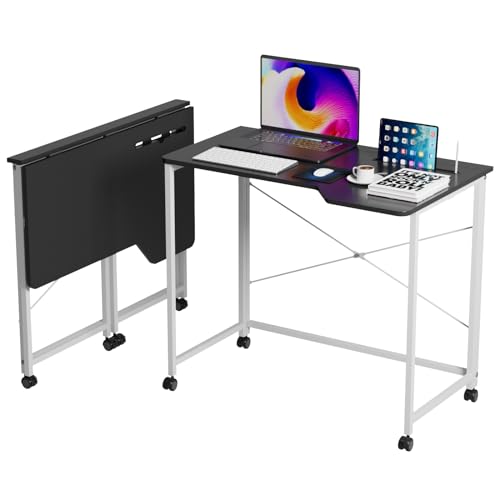 XUANYU Bureau d'ordinateur Pliable pour Petits Espaces, Table d'écriture pour Ordinateur PC, Bureau et Travail à Domicile, pour Etudier Travailler Chambre...