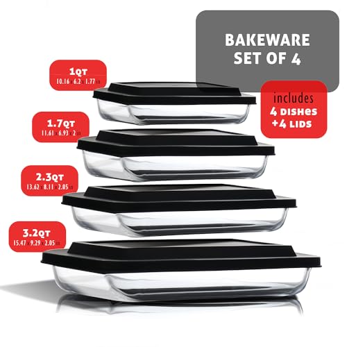 Eatex VDS-EX-GLSSCNTNR-4PC-BLK 4-Pack Glass Food Storage Containers With Lids, Baking Pans Set, Glass Baking Dishes thumb #8