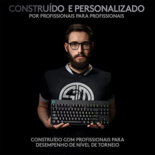 Teclado Mecânico Gamer Logitech G PRO com Layout US, RGB LIGHTSYNC, Design TKL, Cabo Destacável e Switch Exclusivo GX Blue Clicky glide