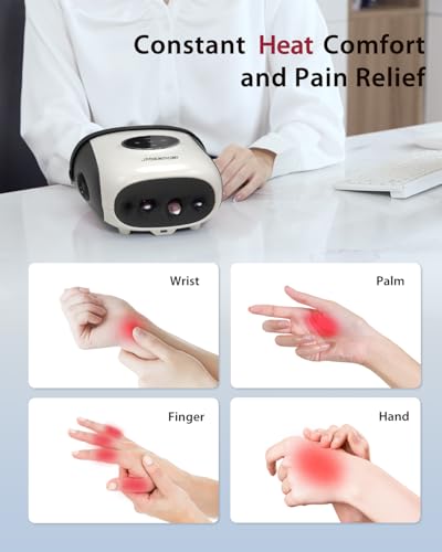 Image of CINCOM Hand Massager with Heat and Compression, Finger and Palm Massage Machine for Pain Relief, Arthritis and Improved Circulation, Gifts for Women (Crow)