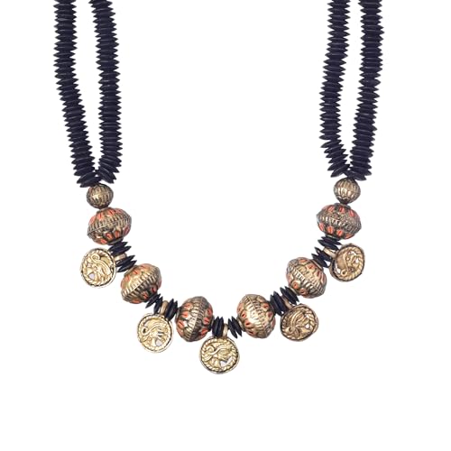 Image of AAKRITI ART CREATIONS Royal Empress Handcrafted Tribal Dhokra Necklace & Choker Collection | Queen-Inspired Artisan Brass Statement Jewelry | Ethnic, Regal & Elegant Necklaces for Women