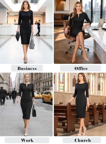 Image of VFSHOW Womens Work Business Office Zipper Up Slim Bodycon Sheath Dress