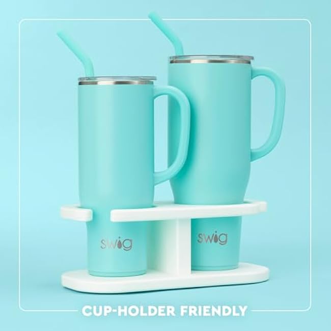 Swig Life 40oz Mega Mug, 40 oz Tumbler with Handle and Straw, Cup Holder Friendly, Dishwasher Safe, Extra Large Insulated Tumbler, Stainless Steel (Good Vibrations)