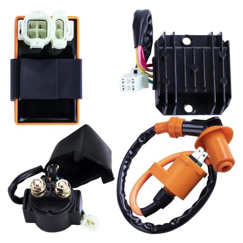 イグニッションコイル のために 50cc 125cc 150cc ATVクワッドゴーカートモペットスクーター用イグニッションコイル電圧レギュレーター整流器ソレノイドキット 点火コイル
