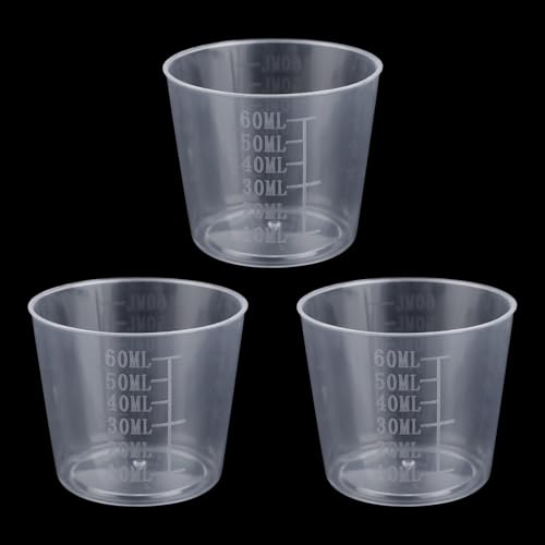 3pcs Rice Measuring Cups, 60ml Transparent Plastic Small Laundry Graduated Cup for Rice Cooker Replacement for Measuring Dry and Liquid Ingredients Kitchen Gadgets Tool