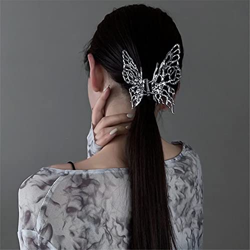 VNEWSCHI Butterfly Hair Claw Clips, Silver, Large Metal, Strong Hold, Nonslip, for Thick and Thin Hair Women and Girls - Image 4