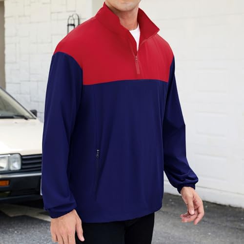 Image of EDITCOZY Men's Lightweight Quarter Zip Pullover Casual Windbreaker for Running Golf Jackets with 3 Pockets