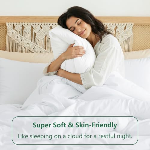 Image of HIMEET Full Size Comforter Sets, 3 Piece 82 inchx86 inch with 2 Pillowcases, White | 270GSM Down Alternative Fill, Oeko-TEX Certified, 8 Corner Ties Quilted, All Season, Fluffy Bed Set, Bedroom Decor Bedding