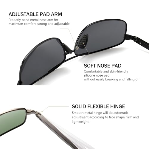 Image of SUNGAIT UV protection Ultra Lightweight Rectangular Polarized Sunglasses