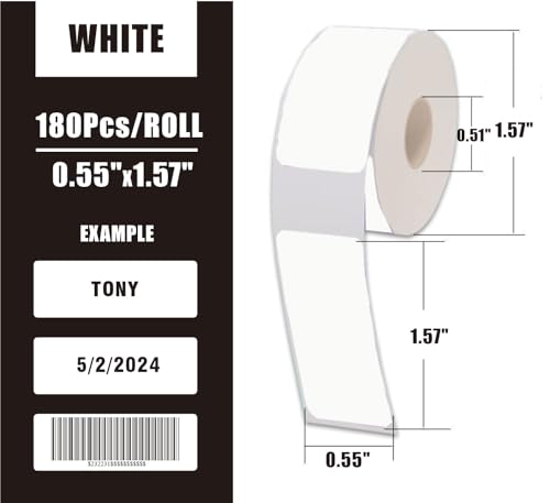 Image of N12 Label Maker Tape N12 Labels Compatible with Nada N12 Label Printer 14x40mm (0.55 inchx1.57 inch) Waterproof for Phomemo D30 D35 Q30 Thermal Mini Label Maker Label Tape Refills 3 Rolls, White