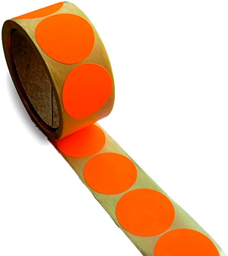 Markierungspunkte, leuchtorange, 500 Stück auf Rolle, 40 mm Durchm. / Klebepunkte/Haftetiketten