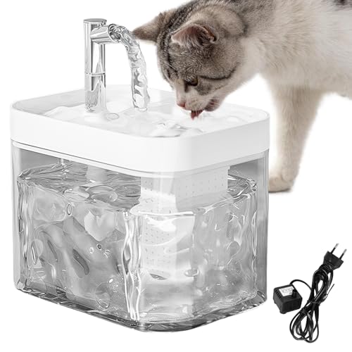 Katzenbrunnen für Katze: 1.5L Ultraleiser Trinkbrunnen Für Katze, Katzen Trinkbrunnen mit Filters, Intelligente Abschaltung Bei Wassermangel, Wasserbrunnen für Haustier-Weiße
