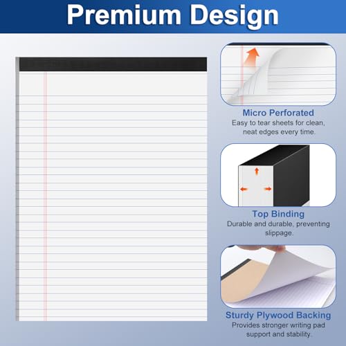 sitarcmin Notizblock A4 weiß, 5 Stück Schreibblock liniert, Block liniert A4, Liniertes Papier 30 Blatt 60 Seiten, 0,8 mm Linierung, perforierte Abreißblöcke für Schule Büro Zuhause