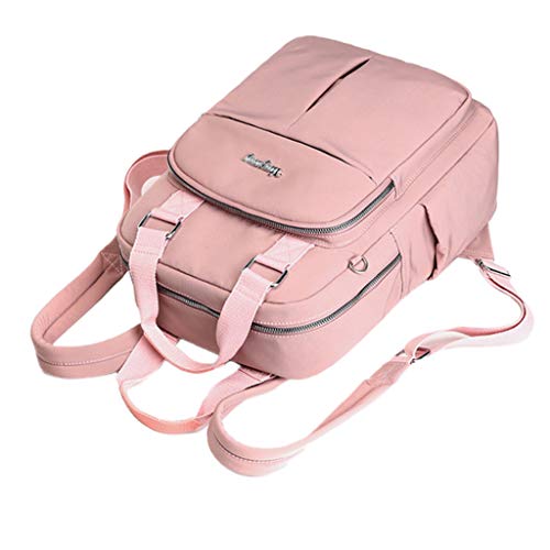 Moda Feminina Lona Mochila Ombro Bolsa Casual Esporte Trabalho Bolsa Sacola - Rosa
