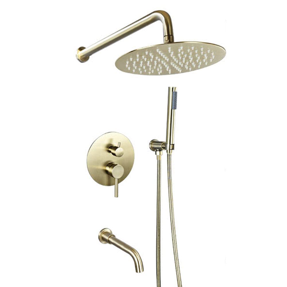 Pommeau de douche à effet pluie haut de gamme en noir mat avec sa douchette ronde