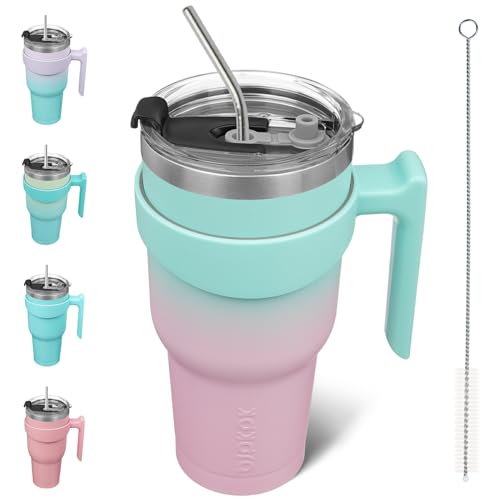 Image of BJPKPK 40 oz Tumbler with Handle & Straw, Insulated Stainless Steel Mug