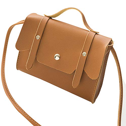 WDOIT Sac à main vintage en cuir PU pour femme, marron, 17 * 4 * 12cm