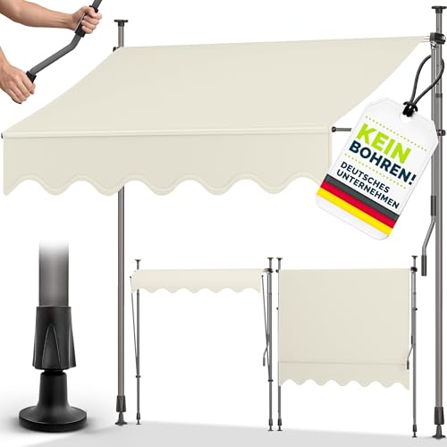 tillvex Klemmmarkise mit Handkurbel Balkon | Balkonmarkise ohne Bohren |