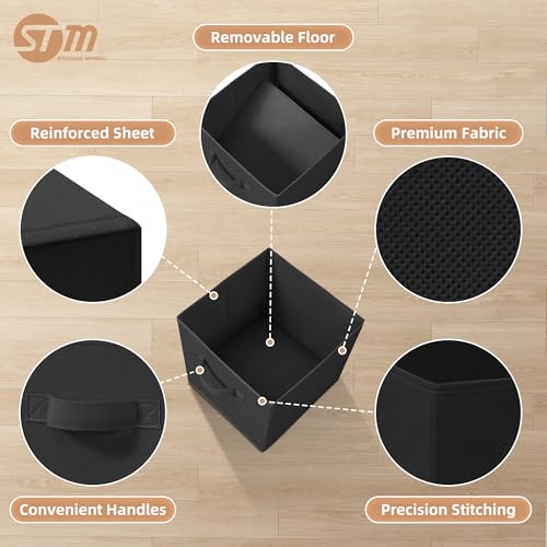 STORAGE MANIAC Storage Cubes, 11 Inch Durable 6 Pack Fabric Foldable Collapsible Bins with Handles for Organization, Closet, Shelves, Offices, Toys, Black - Image 4