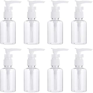 hugttt 8 Pieces 50ml Travel Bottles Pump Bottle Portable Empty Clear Plastic Bottle Dispenser
