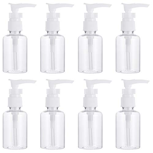 hugttt 8 Pieces 50ml Travel Bottles Pump Bottle Portable Empty Clear Plastic Bottle Dispenser