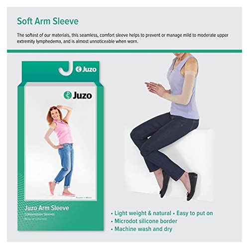 Image of Juzo Soft 2001, Compression Armsleeve with Silicone Top Band, 20-30 mmHg, Regular, 6 (VI), Beige