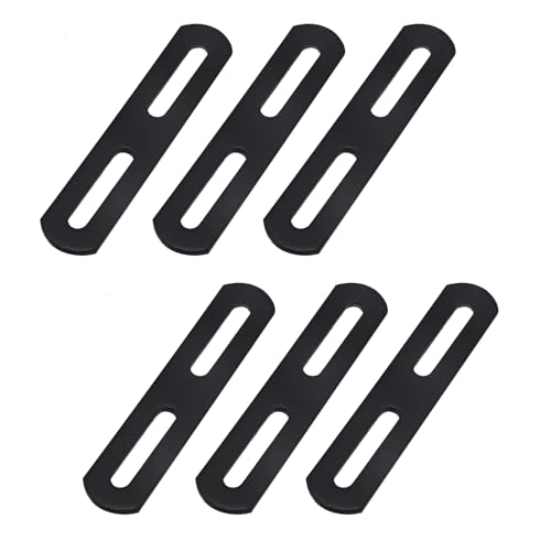 MY MIRONEY 6 PCS Black Flat Mending Plates Repair Fixing Bracket with Slots Straight Braces Connector for Wood Furniture(3.82"×0.79")