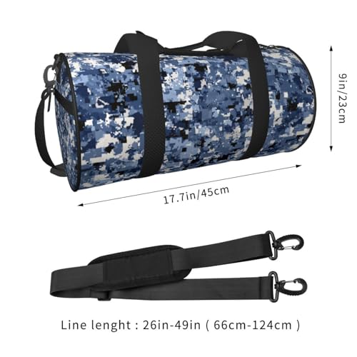 Camouflage Blue Camo Travel Duffel Bag Shoes Compartment Foldable Lightweight Yoga Gym Sports Bag4