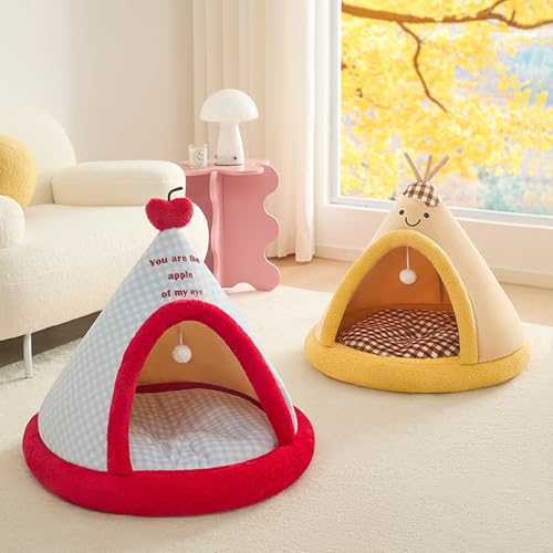 Yinghesheng Katzenhöhle Große Katzen, Hundehütte Indoor Katzenbett Flauschig Katzenhöhle XXL Süßes Hundezelt Luxery Geschlossenes Katzenbett für Indoor Outdoor, Rutschfestem Boden,50x50cm