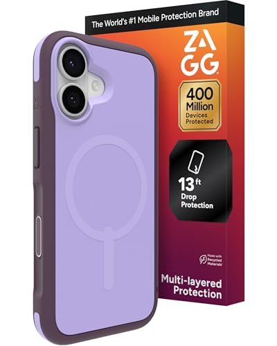 Image of ZAGG Sedona Snap Case for iPhone 17 - Purple Dusty Grape, Drop Protection (13ft /4m), Graphene-Reinforced Multi-Layer Protection, MagSafe Phone Case with Impact-Absorbing Bumpers, Slim