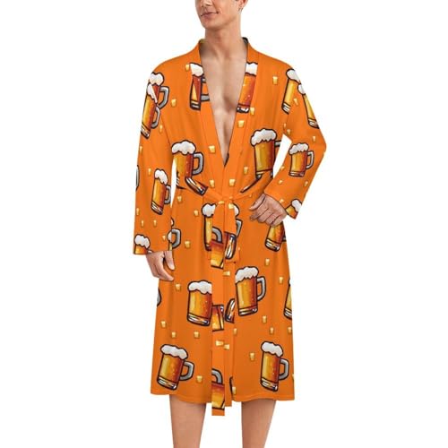 Albornoz para hombre de manga larga y ropa de dormir ligera hasta la rodilla en color gris