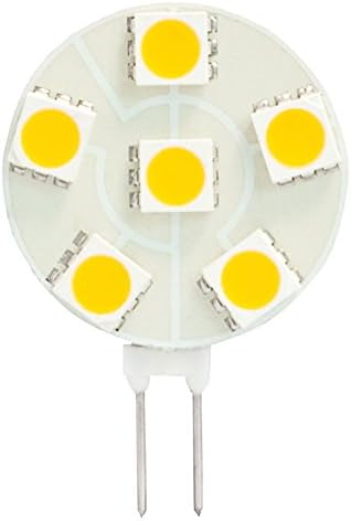 SG4-6T-WW Side Pin G4 LED Disc Halogen Replacement Bulb, 1.2W, 10-15W Equal, Warm White 3000K, 5-Pack(Not Dimmable)