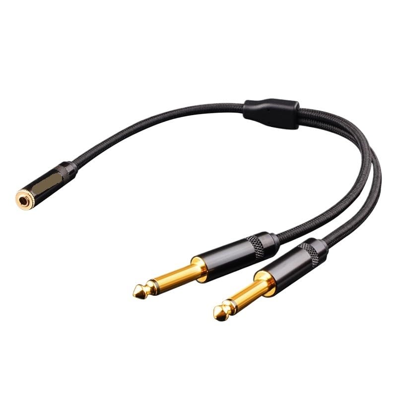 Cavo sdoppiatore audio da 3,5 mm a 6,5 mm, femmina da 3,5 mm a 2 maschi da 6,35 mm, cavo splitter audio per cuffie e adattatore PC