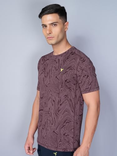 Image of TECHNOSPORT Men Polyester Regular Fit Half Sleeve Jacquard T-Shirt with Double Cool, Quick Dry & Anti Microbial for Sports, Running & Casual Use