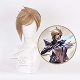 LOL Fiora - Peluca corta de pelo sintético para cosplay de Laurent The Grand Duelist, rubio, marrón, KUQX0380