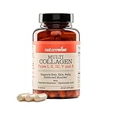NatureWise Multi Collagen Peptides Pills for Women & Men - Type I, II, III, V, X w/Hyaluronic Acid - Supports Skin, Hair, Joint Health* - Grass Fed, Gluten Free, Non-GMO - 90 Capsules[30 Day Supply]