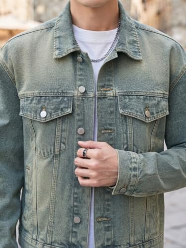 Image of GRECIILOOKS Men'S Denim Jacket | Classic Regular Fit Jeans Jacket For Men | Stylish Branded Jackets For Men - Timeless Casual Wear