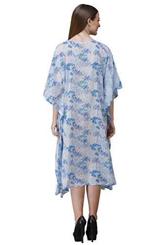 Image of RAVI RAJORIA Georgette Digital Printed Beach Wear Kaftan Blue Free Size R800 | Multi Color 2