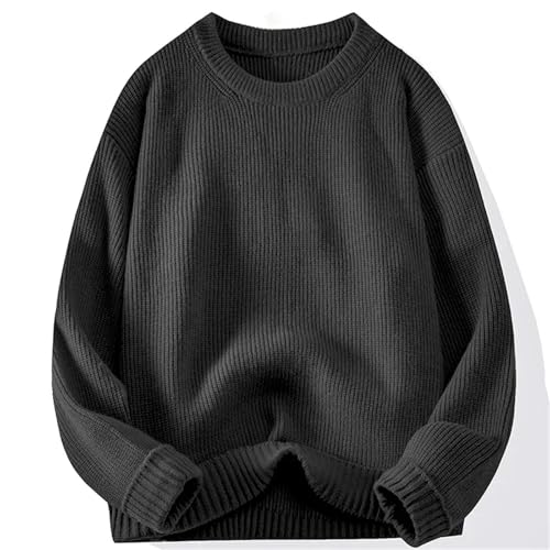 Men's Crew Neck Sweater Solid Trend Thickened Knitwear Winter Casual Warm Sweater Long Sleeve Vest2