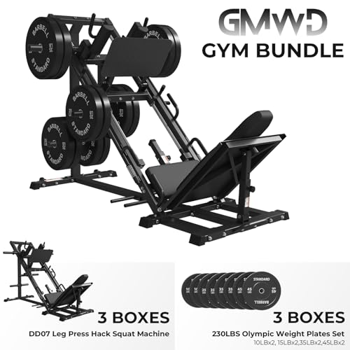 Image of GMWD Leg Press Hack Squat Machine Combo, Leg Exercise Machine with Linear Bearing, 45-Degree Lower Body Special with Weight Storage for Quads, Hamstring, Glutes, Calves, Home Gym Leg Day Equipment