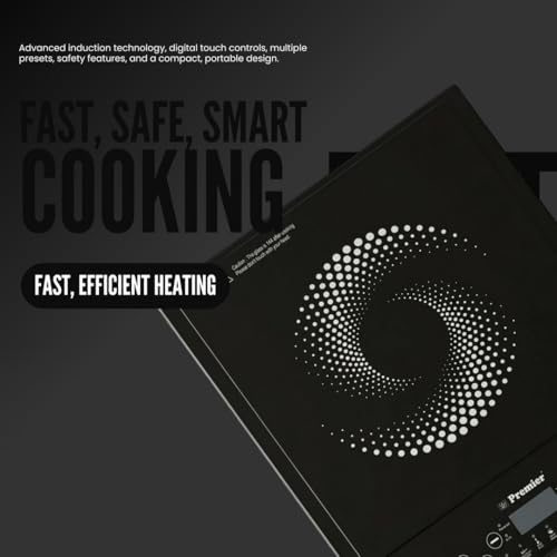 Image of Premier Zeal IC8818 Induction Cooktop 1200W | Power Saving Technology | Indian Menu Options | Automatic Voltage Regulator | Touch Controls | Suitable for Pressure Cook, Curry, Dosa, Idli, Deep Fry