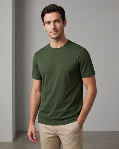Image of NOBERO 100% Cotton T Shirts for Men Stylish | Regular Fit | Solid T Shirts for Men 180 GSM Combed Cotton | Round Neck Half Sleeve