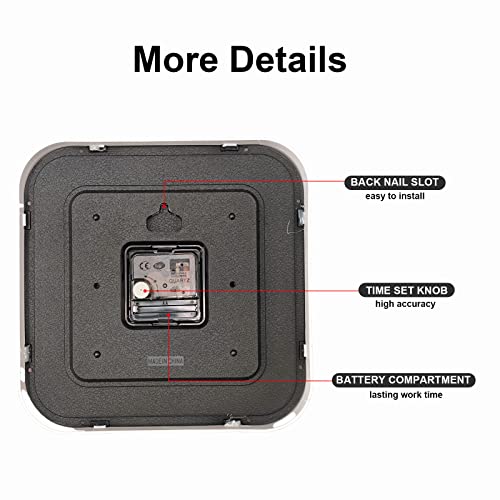 Andstar Square Wall Clock 9.5 Inch Quartz Movement Silent No Ticking Modern Wall Clock Easy To Read Hom Living Room Bedroom Kitchen Office Clock(White) #TOP3