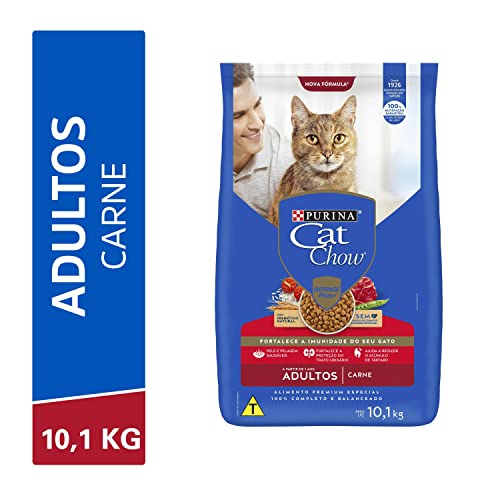 Purina Cat Chow Ração Nestlé Para Gatos Adultos Sabor Carne - 10 1Kg Purina - Sabor Carne