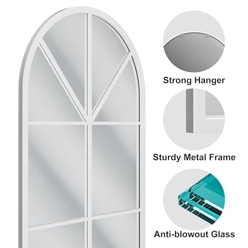 Image of OGCAU Arched Full Length Mirror, 65 inchx22 inch Floor Full Body Mirror, White
