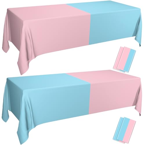 PTECDROTS Lot de 4 nappes de révélation du sexe - Décorations de table de couleurs assorties - Nappe rectangulaire rose et bleue pour garçon ou fille - Fournitures de fête - 130 x 220 cm PTECDROTS Lot de 4 nappes de révélation du sexe - Décorations de table de couleurs assorties - Nappe rectangulaire rose et bleue pour garçon ou fille - Fournitures de fête - 130 x 220 cm