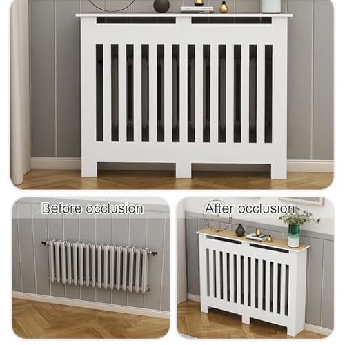 Cache-radiateur moderne à grilles persiennes et étagère de radiateur - 4