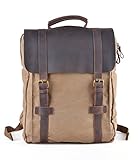 Gootium Vintage Canvas Leather Backpack School Travel Rucksack 15.6 Inch Laptop Bag