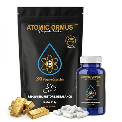 Suspended Solutions Atomic Ormus Capsules Monoatomic 24k Gold Inside 30 caps 24k Gold Platinum Iridium ORMUS Energetically Enhanced Memory Energy Stamina & Vitality Vegan Supplement
