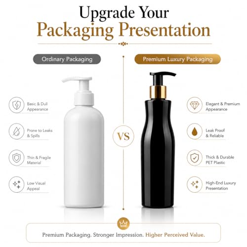 Image of Prakash Empty Plastic Trophy Pump Bottles Dispenser 500ml Portable Shampoo Lotion Hand Bottle (Black Trophy Golden Pump 500ML, Pack of 6)